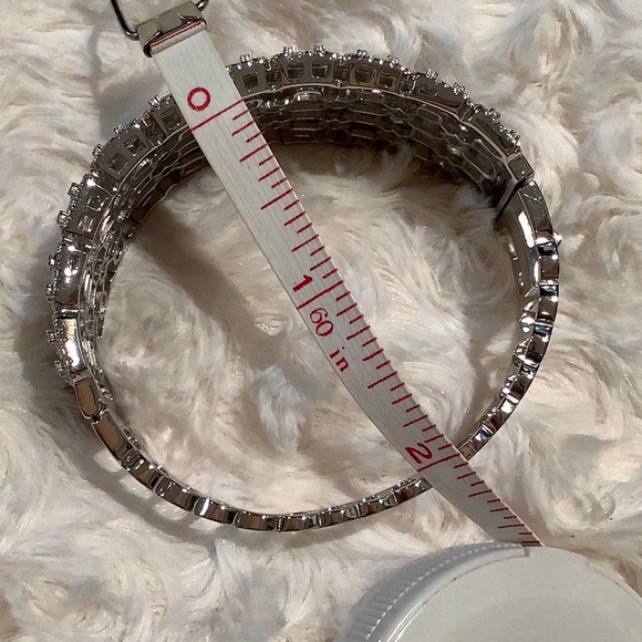 Sterling Silver Crystal Bangle Bracelet - Picture 8 of 9